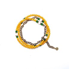 画像3:  【White Hearts】2way Necklace YELLOW Green x White [MEL153] (3)