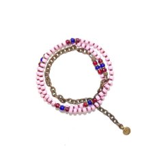 画像4:  【Seed beads】2way Necklace MASAI PINK Purple red x Blue [MEL173] (4)