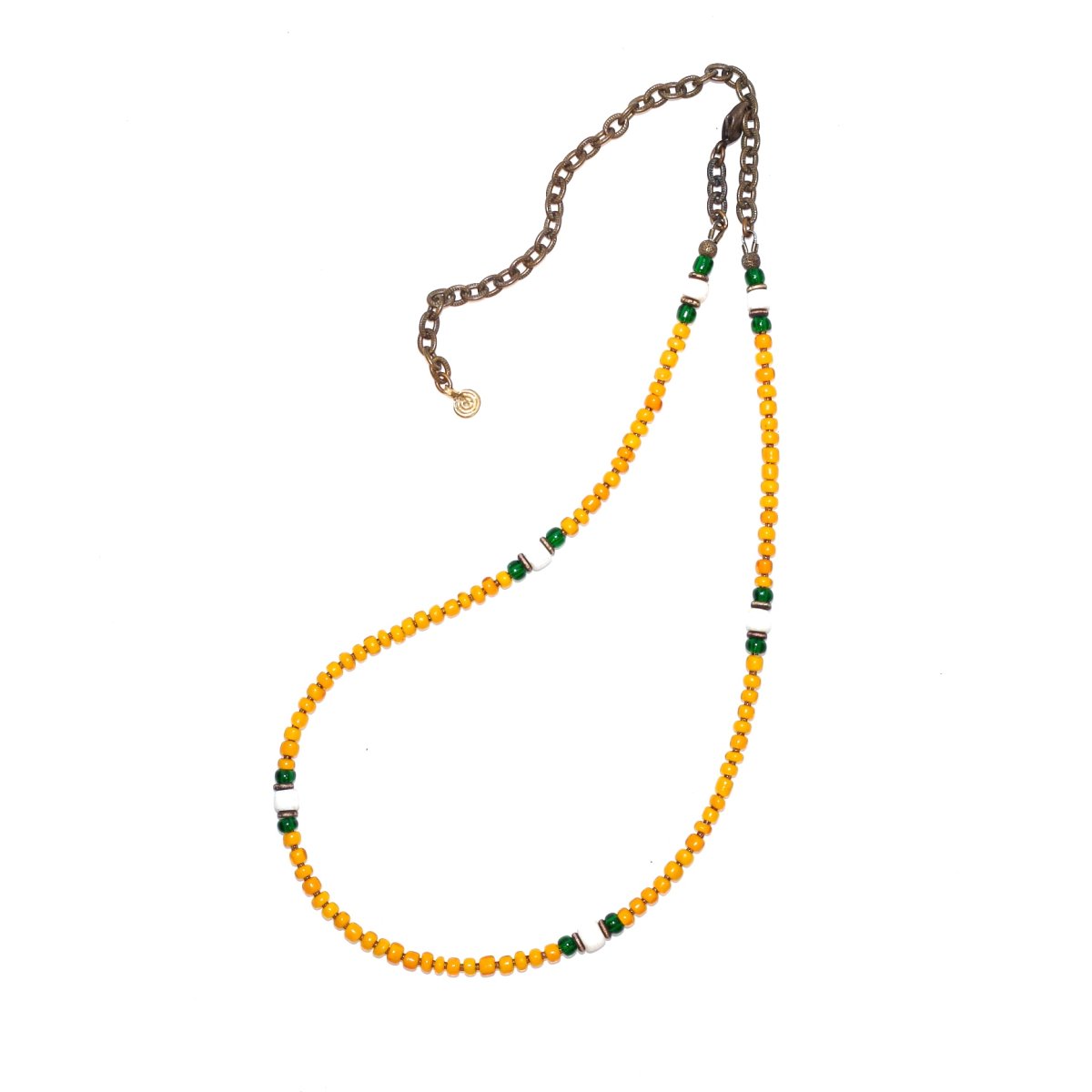 画像2:  【White Hearts】2way Necklace YELLOW Green x White [MEL153] (2)