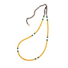 画像2:  【White Hearts】2way Necklace YELLOW Green x White [MEL153] (2)