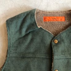 画像2: GOWEST  BOA RANCH VEST/CORDUROY×BOA(GREEN) (2)