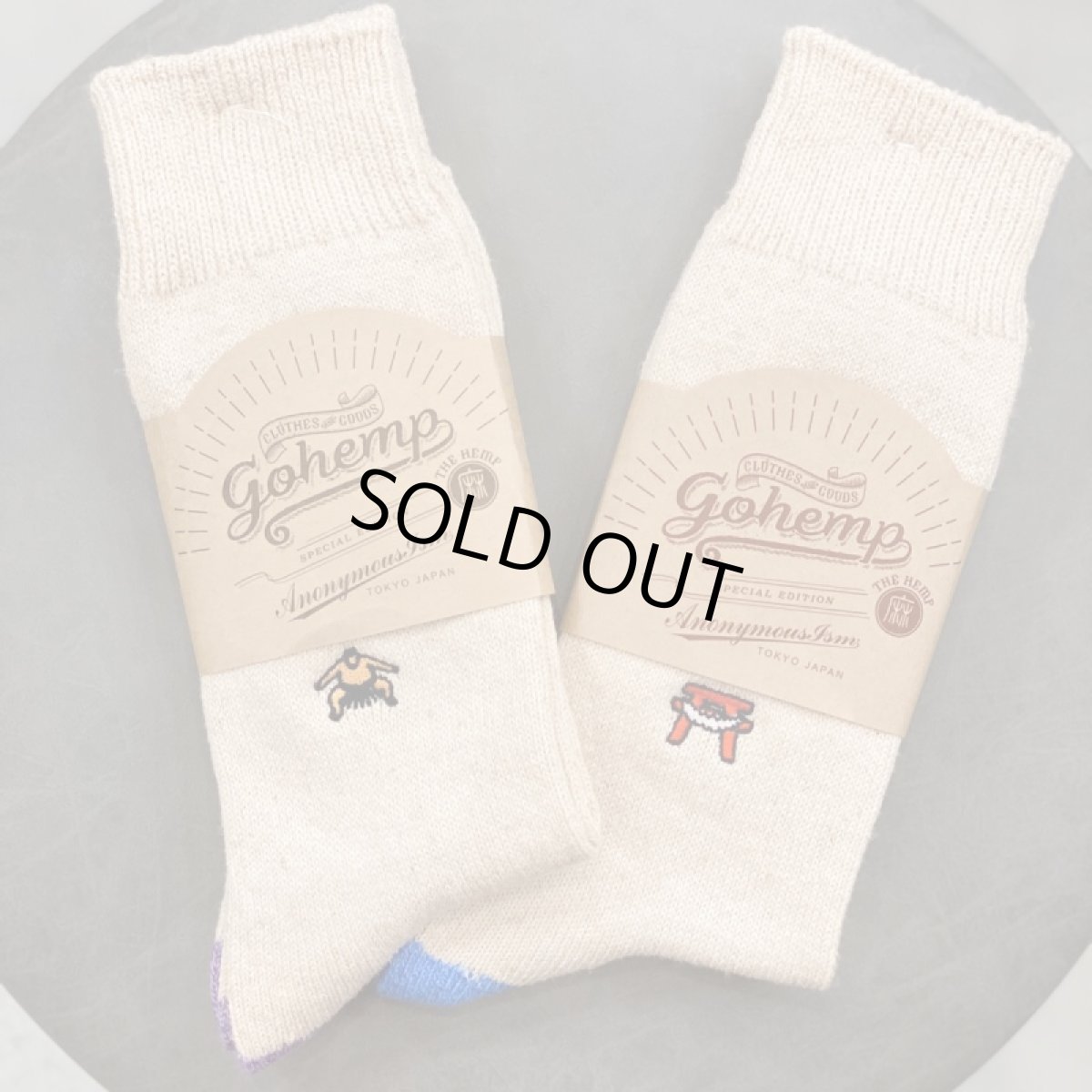 画像1: GOHEMP EMBROIDERY CREW SOX (2color) (1)