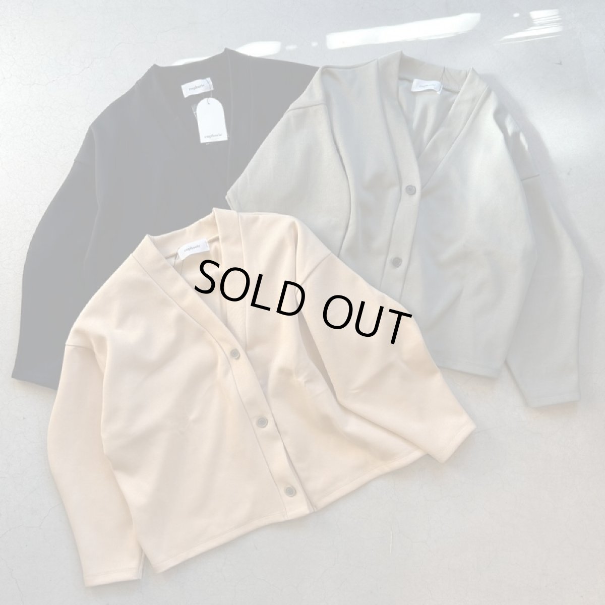画像1: 【3色展開】euphoric' Point Sleeve Rib Cardigan (1)