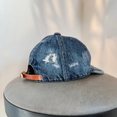 画像6: -HIGHER-  SELVEDGE DENIM CAP USED DAMAGE ver. (6)