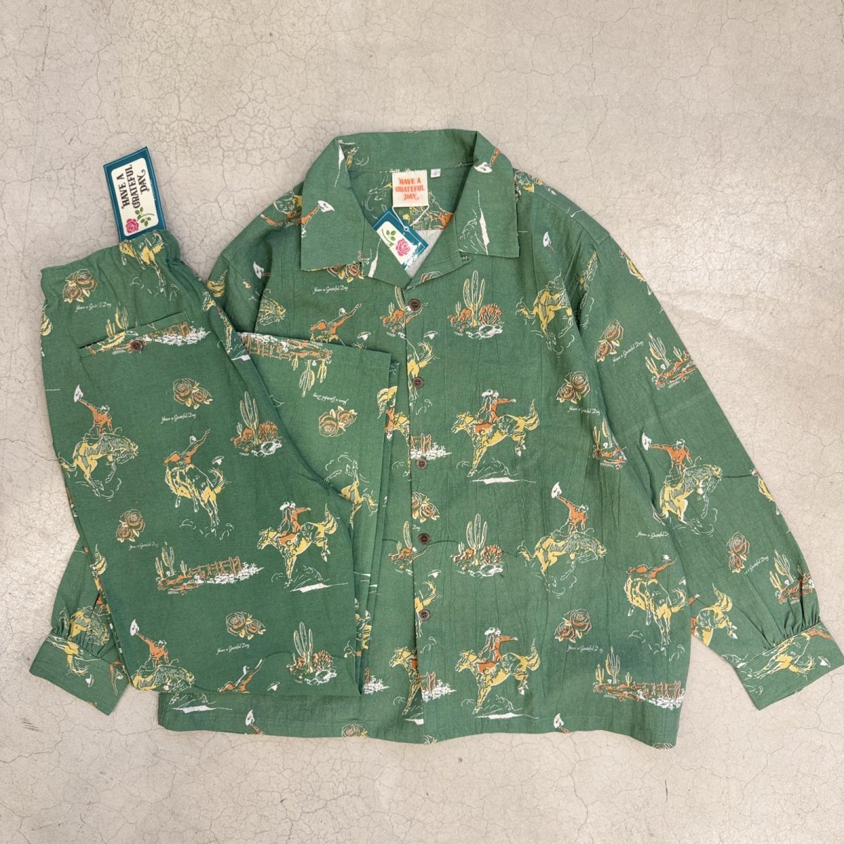 画像1: -HAVE A GRATEFUL DAY- OPEN COLLAR L/S SHIRT & AMPLE EASY PANTS (1)