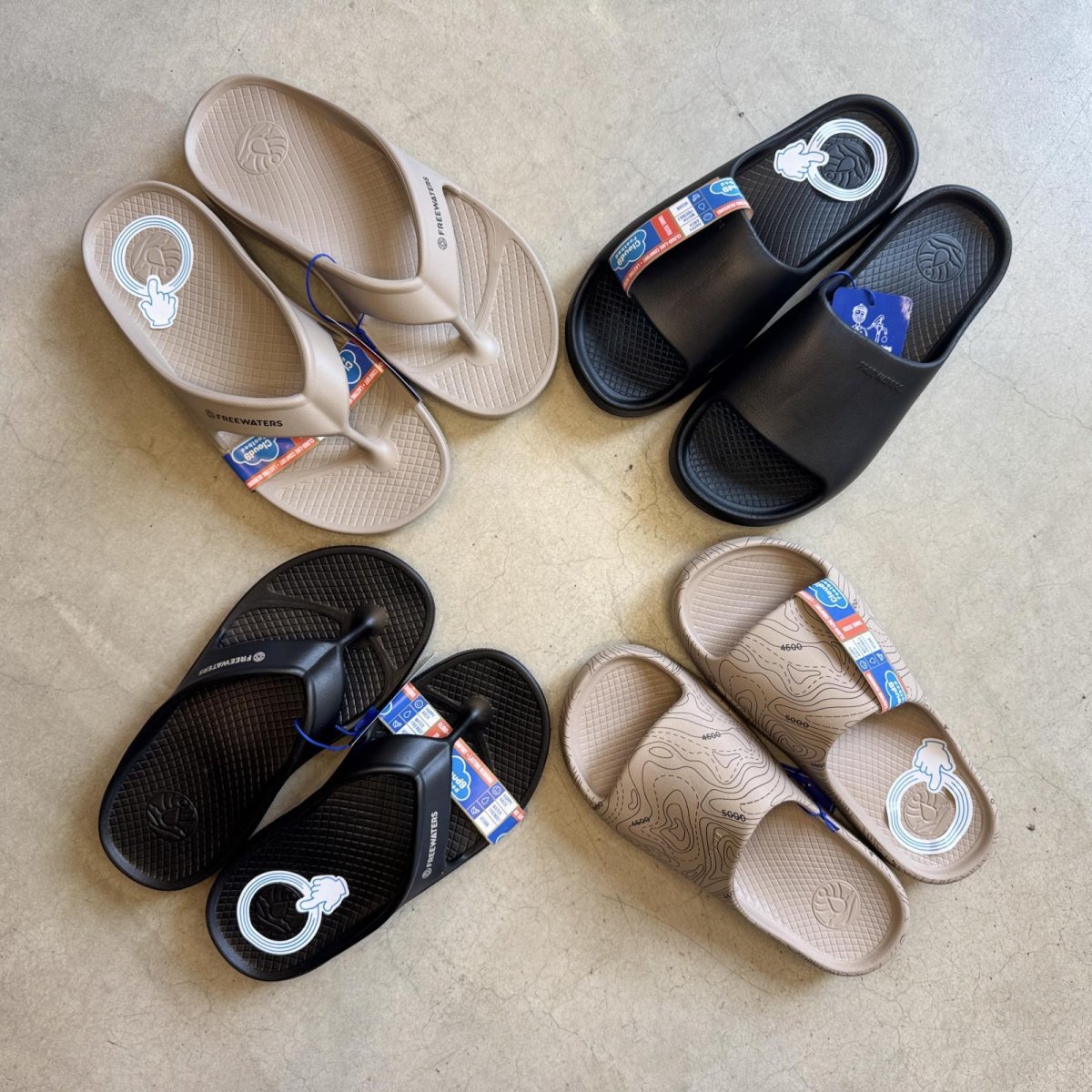 画像9: FREE WARTERS " CLOUD9 SLIDE "リカバリーサンダル Topography Taupe Print (9)